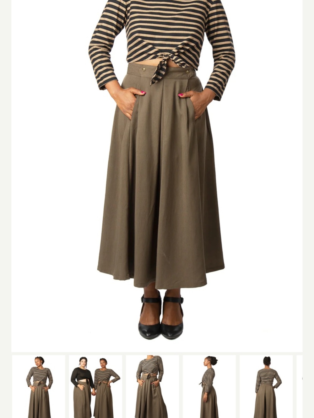 Field Day Rue Skirt in Olive Tencel